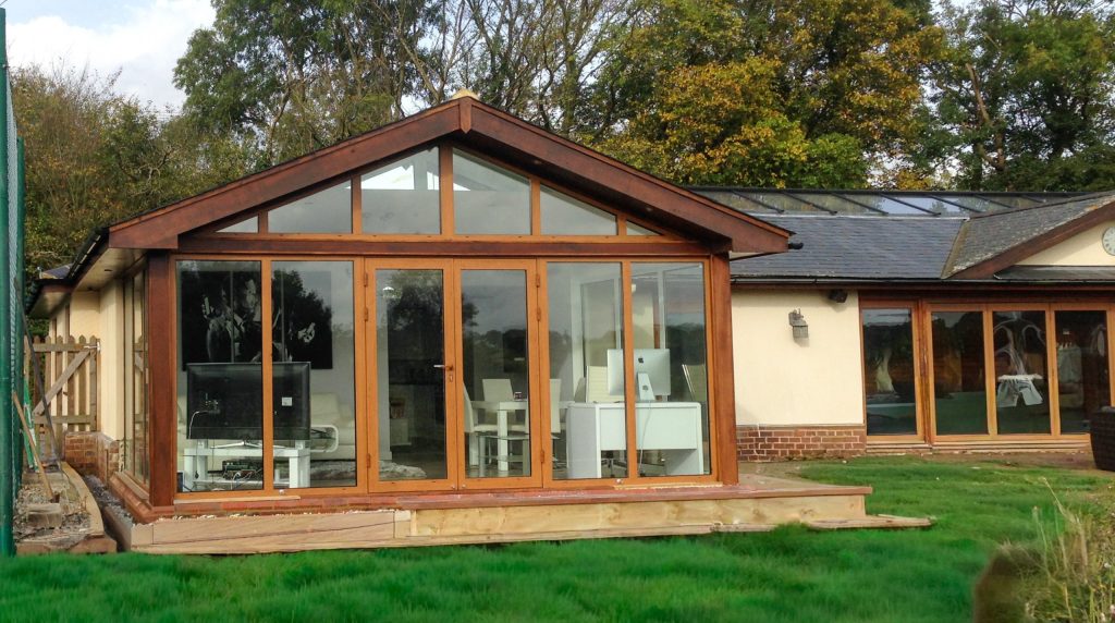 Completed single-storey extension with bi-fold glazed doors