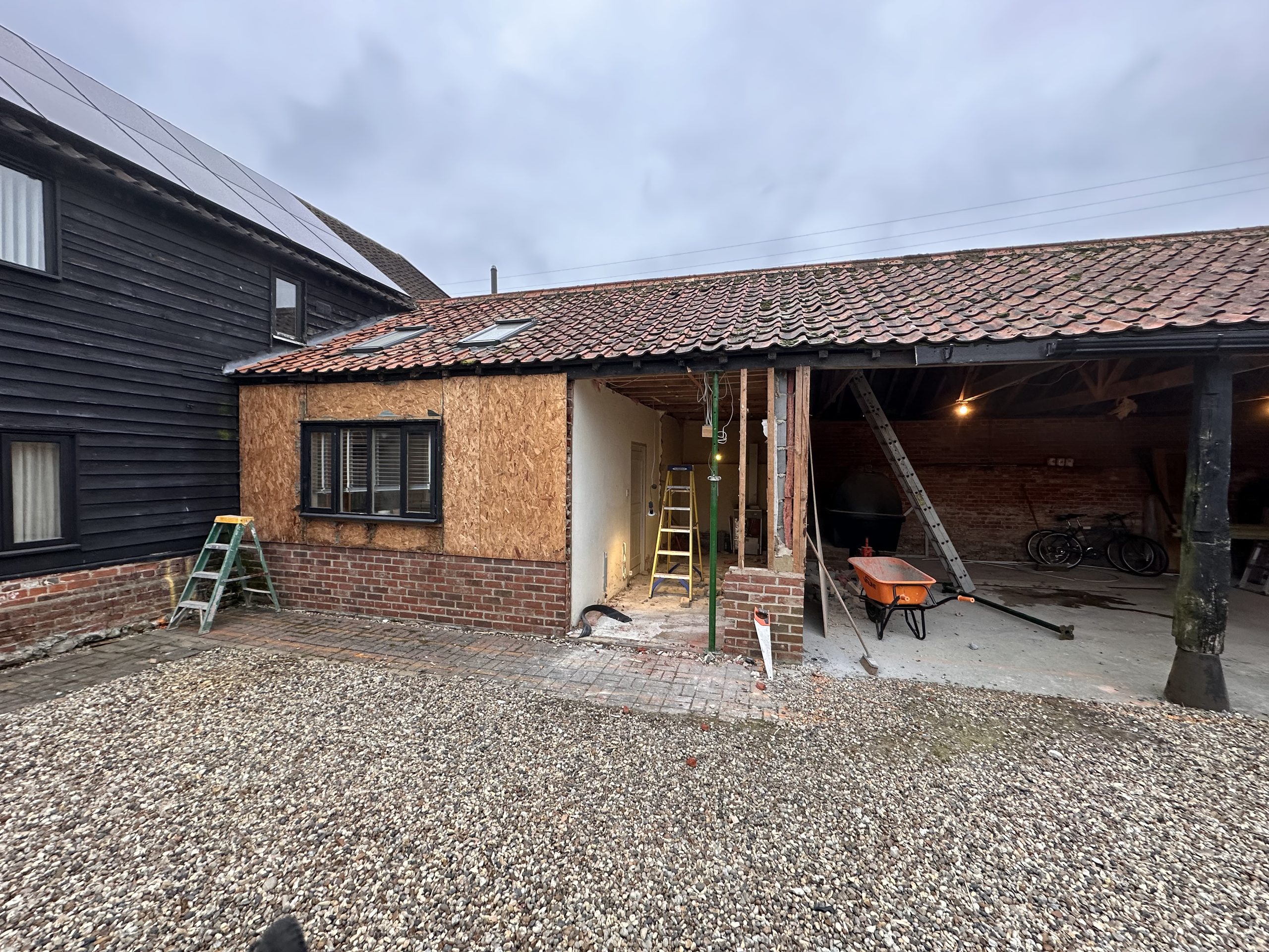 Barn-style property during a kitchen renovation project in Nedging Tye, near Ipswich
